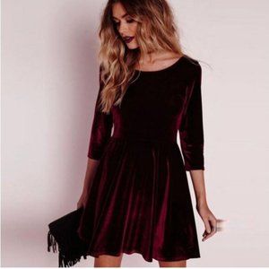 Velvet wine red mini dress